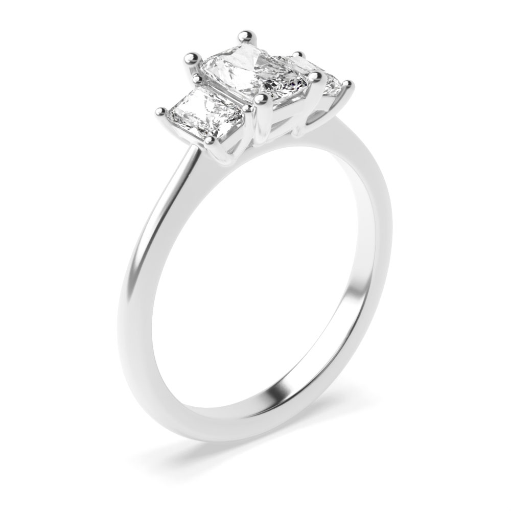 Radiant Cut Diamond Trilogy Engagement Rings for Women