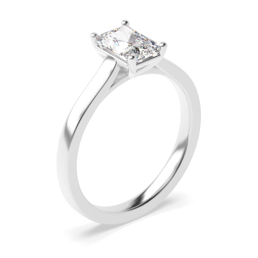 Cross Over Claws Radiant Shape Solitaire Moissanite Engagement Rings