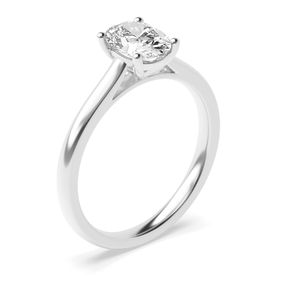 Cross Over Claws Oval Cut Solitaire Diamond Engagement Rings