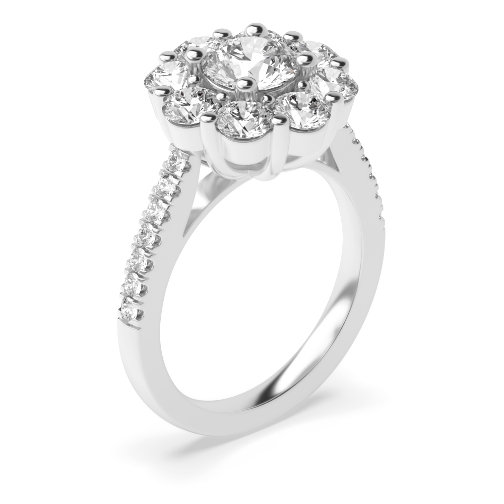 4 Prong Setting Round Shape Exclusive Luxurious Halo Diamond Engagement Rings