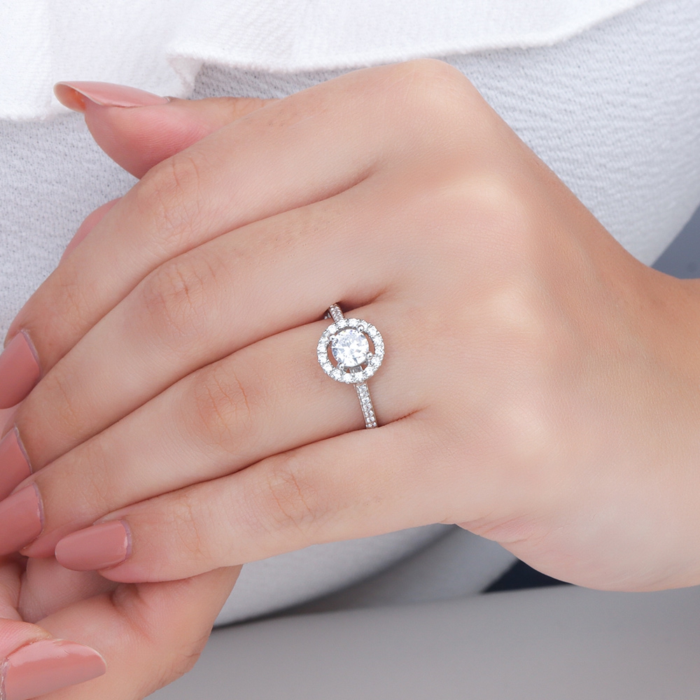 4 Prong White Gold Halo Engagement Ring
