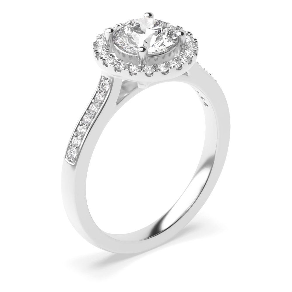 Prong Setting Diamond Halo Engagement Ring