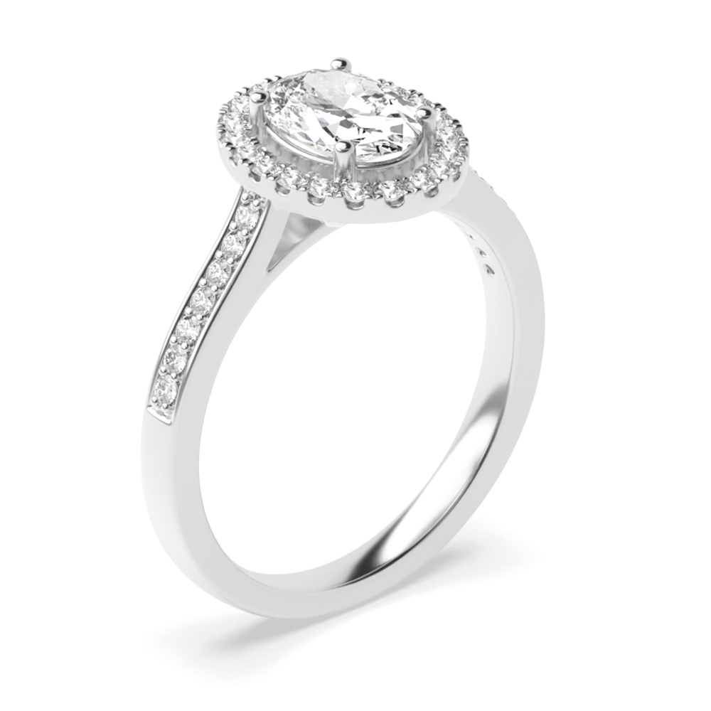 Prong Setting Oval Diamond Halo Engagement Ring