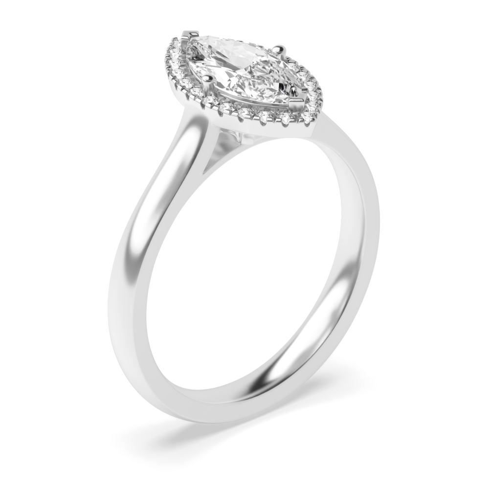 Marquise Halo Engagement Ring Moissanite Halo Engagement Ring