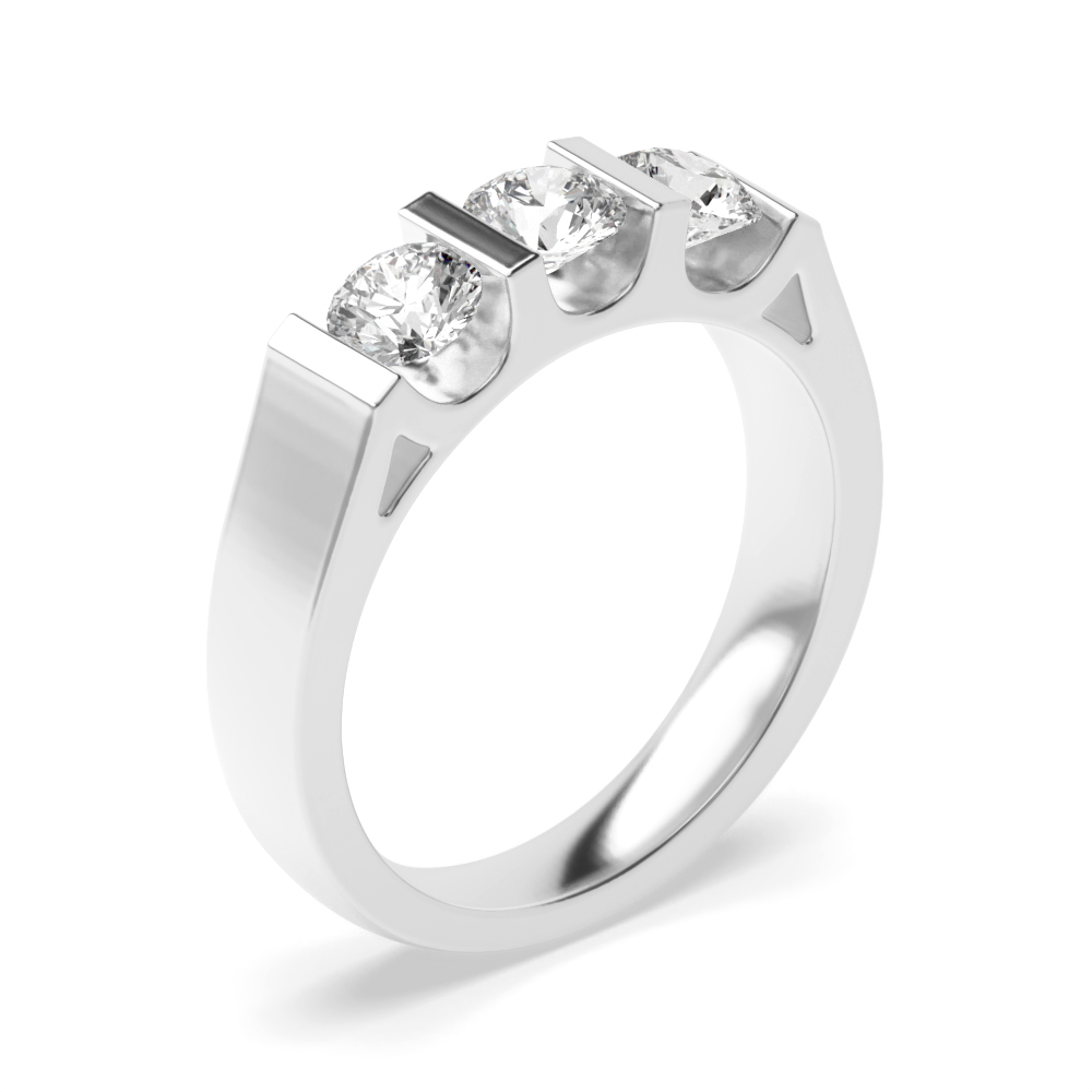 Buy Round Trilogy Diamond Rings Bar Setting In Platinum - Abelini