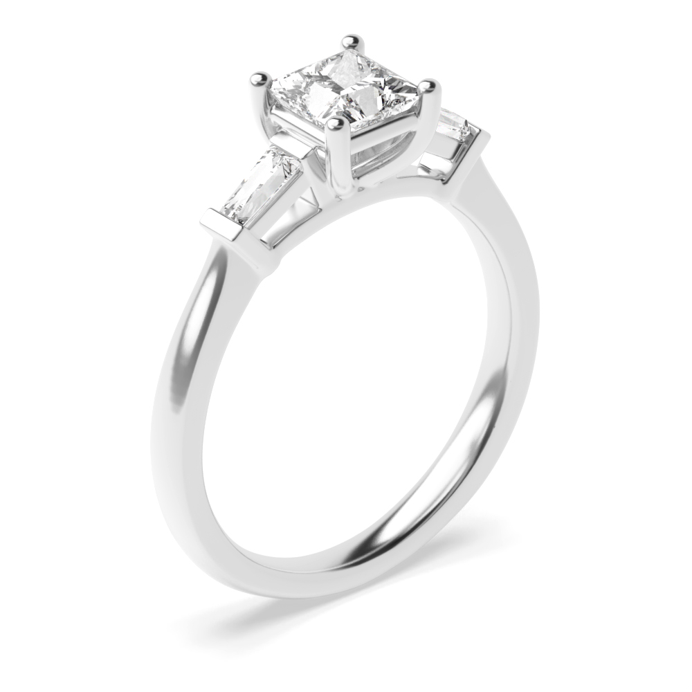 Rose / White Gold Princess Trilogy Diamond Ring in 4 Prong Setting