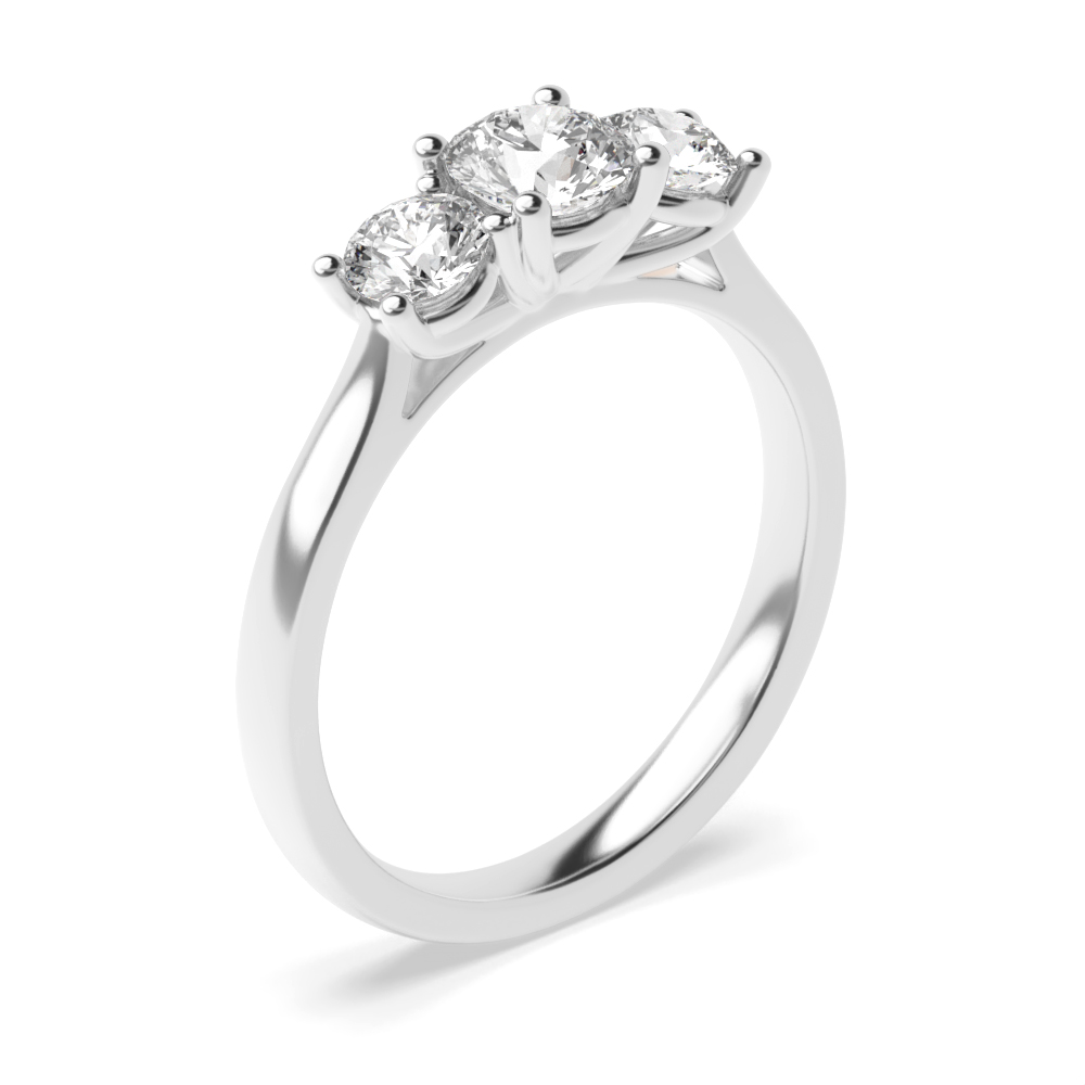 Round Trilogy Diamond Rings 4 Prong Setting in Platinum