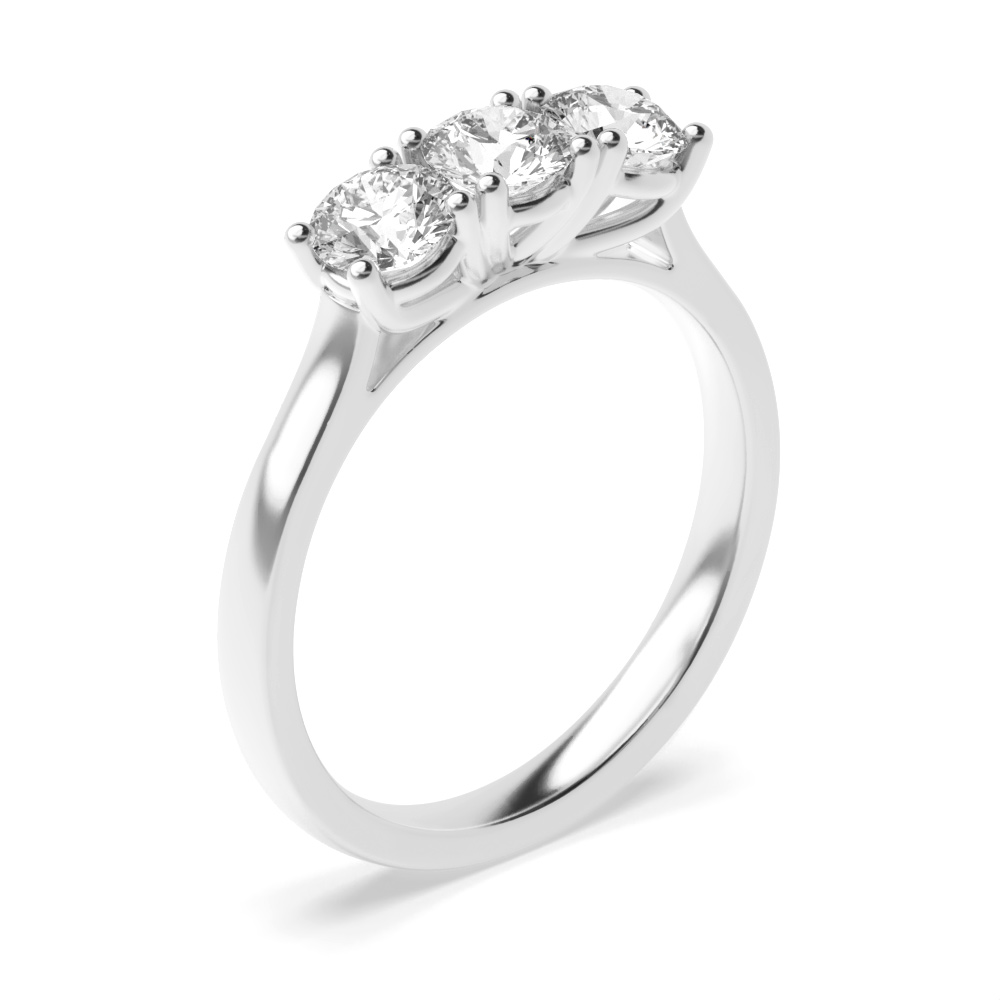 Trilogy Round Diamond Rings 4 Prong Setting in White gold / Platinum