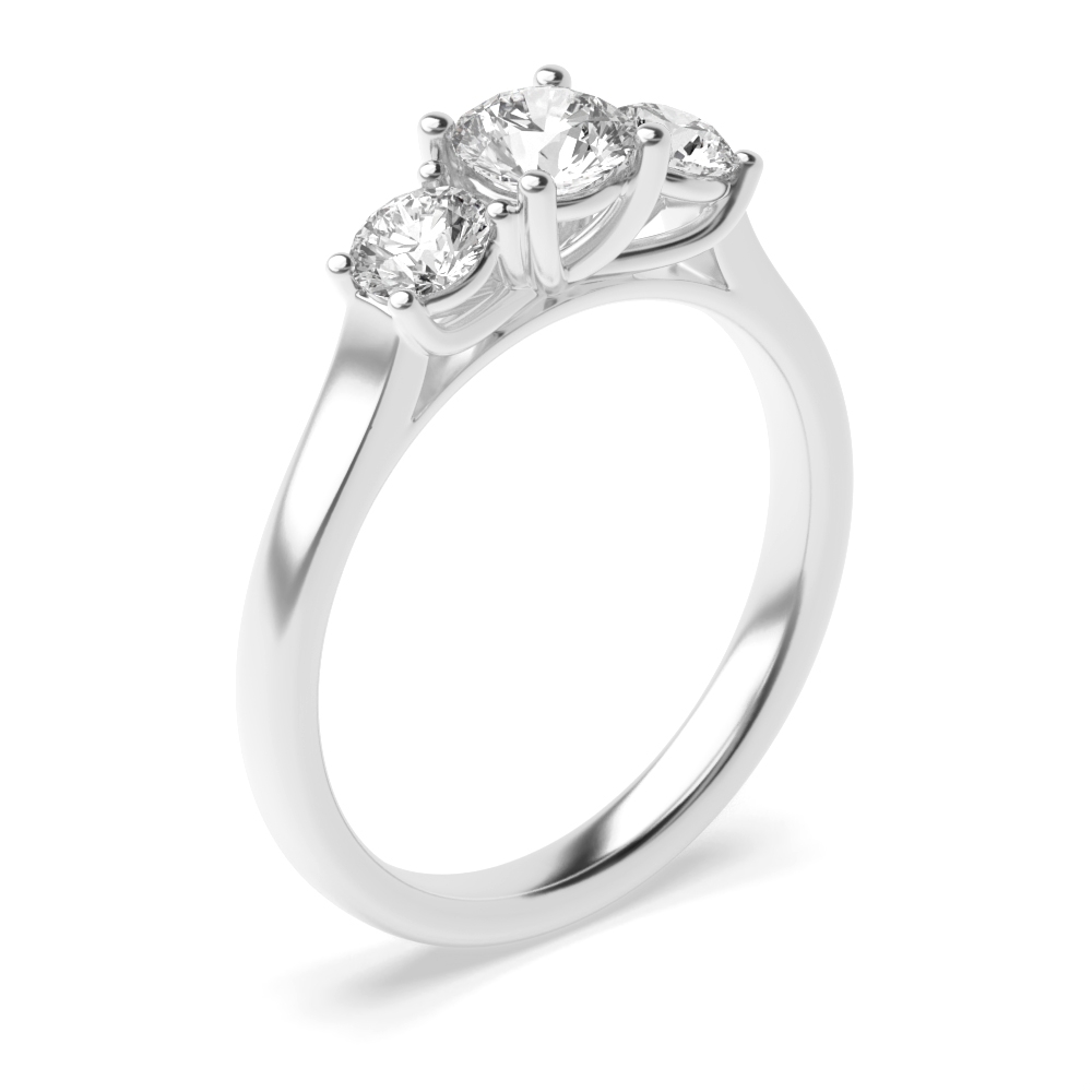 Trilogy Round Lab Grown Diamond Rings 4 Prong Setting in Yellow Gold