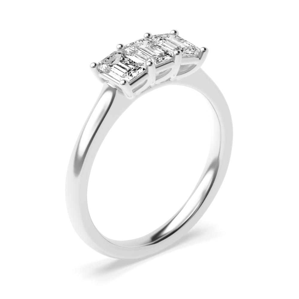 Emerald Trilogy Moissanite Rings 4 Prong Setting in Rose gold