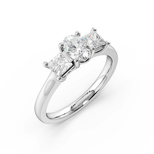 Oval Trilogy Diamond Rings 4 Prong Set in Platinum
