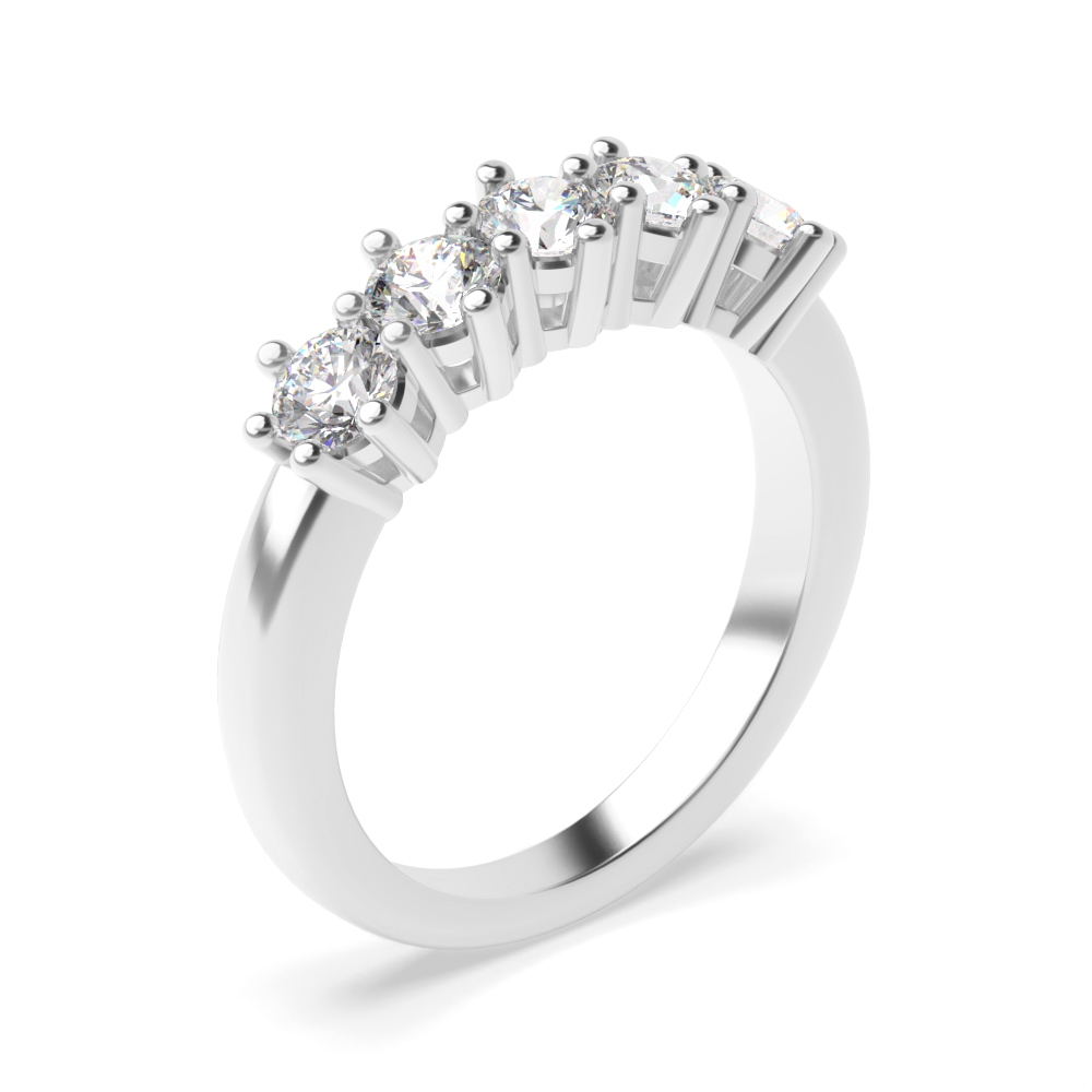 Five Diamond Ring 6 Prong Setting In Gold / Platinum Different Carats