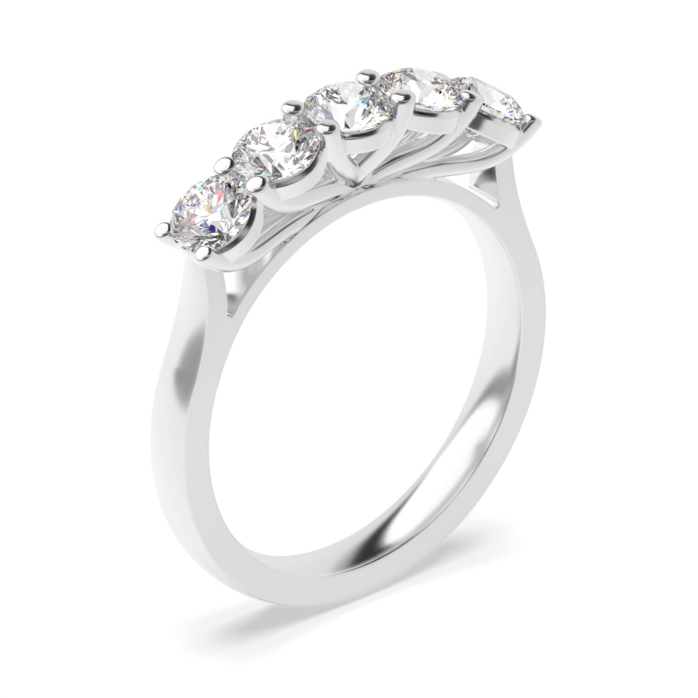 Round Cut Five Diamond Ring In Platinum