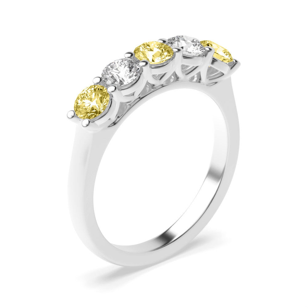 Prong Set enhances the beauty of this Five Stone Lab Created Fancy Diamond Ring