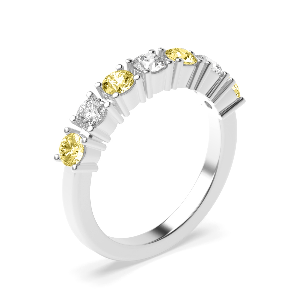 Elevate your style with 4 Prong set Round Lab Created Fancy 7 Stone Ring