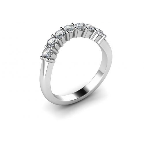 Buy Platinum 7 Stone Moissanite Ring 4 Prong Setting Uk - Abelini