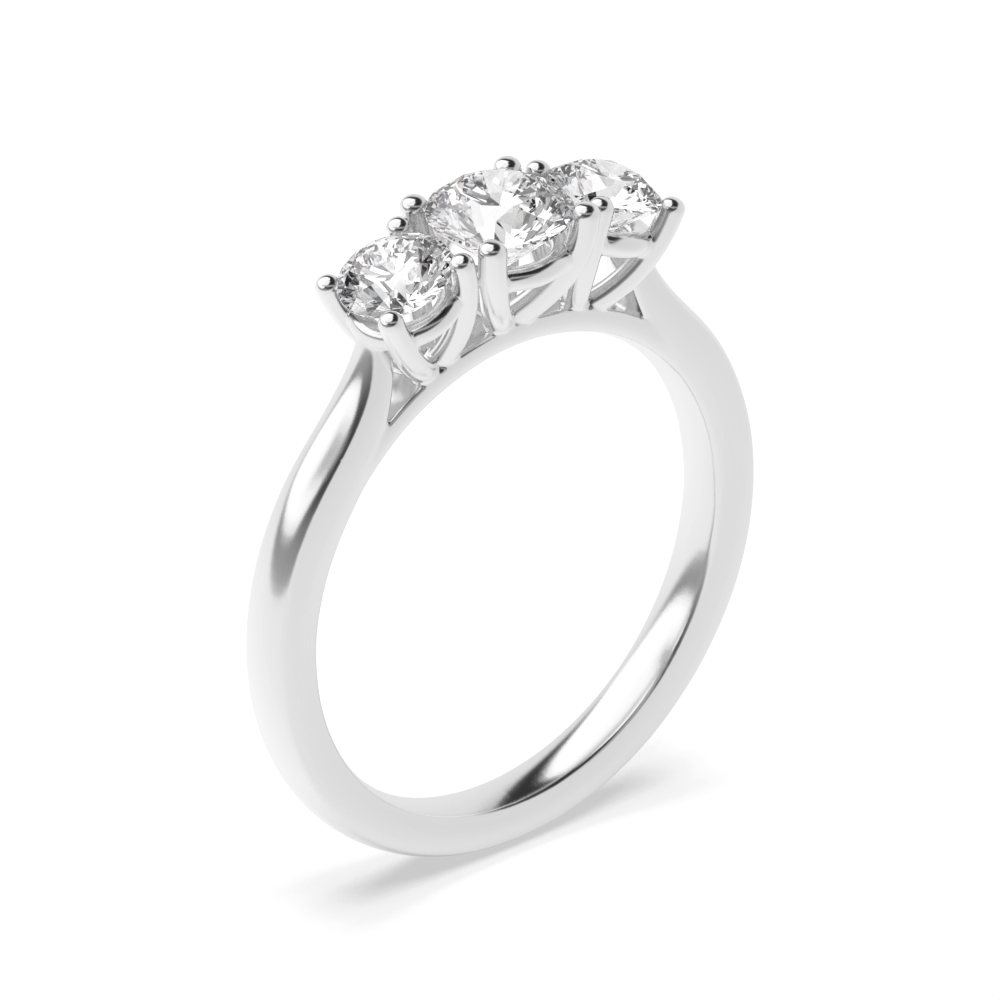 Prong Setting Round Trilogy Diamond Engagement Ring White gold