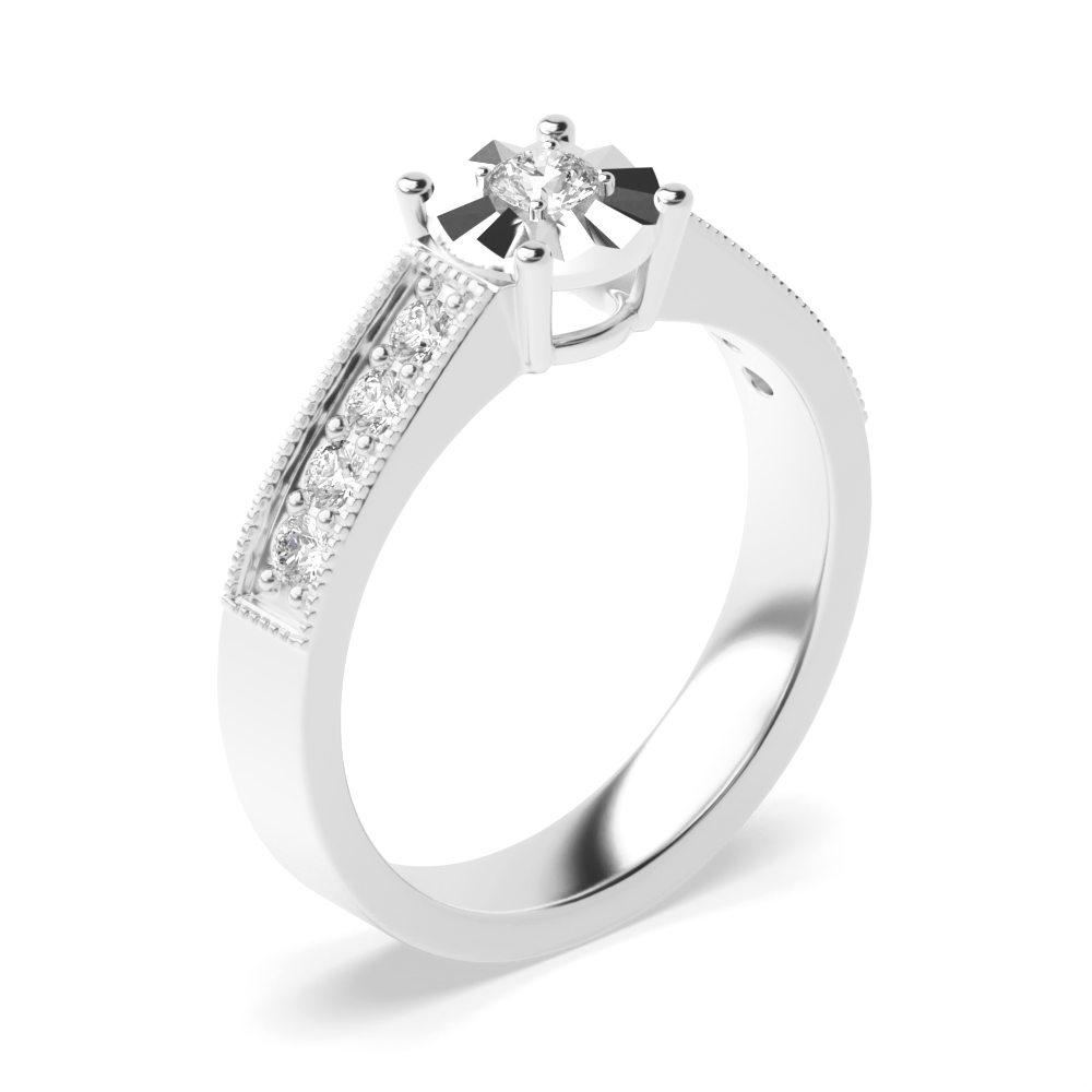 Illusion Set Shoulder Set Diamond Engagement Rings (5.0mm)