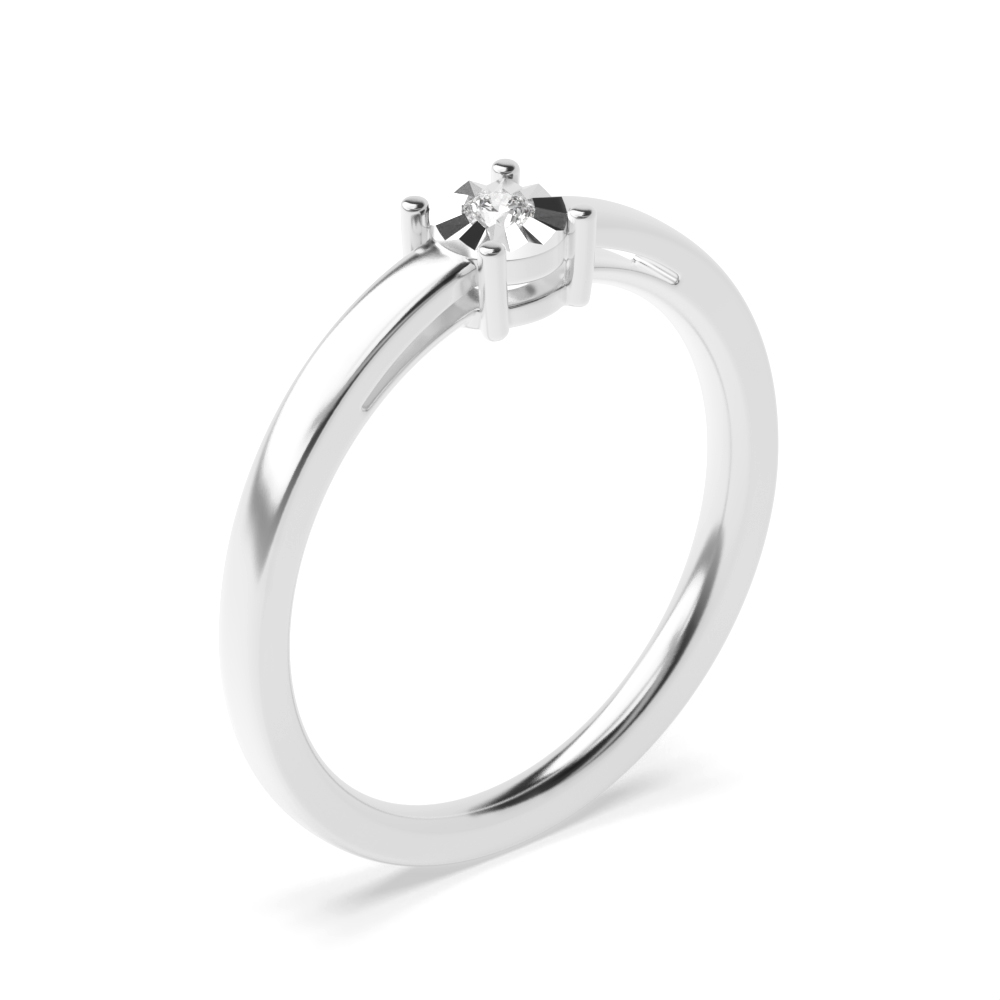 Illusion Set Solitaire Style Moissanite Engagement Rings (4.5mm, 5.0mm, 6.5mm)