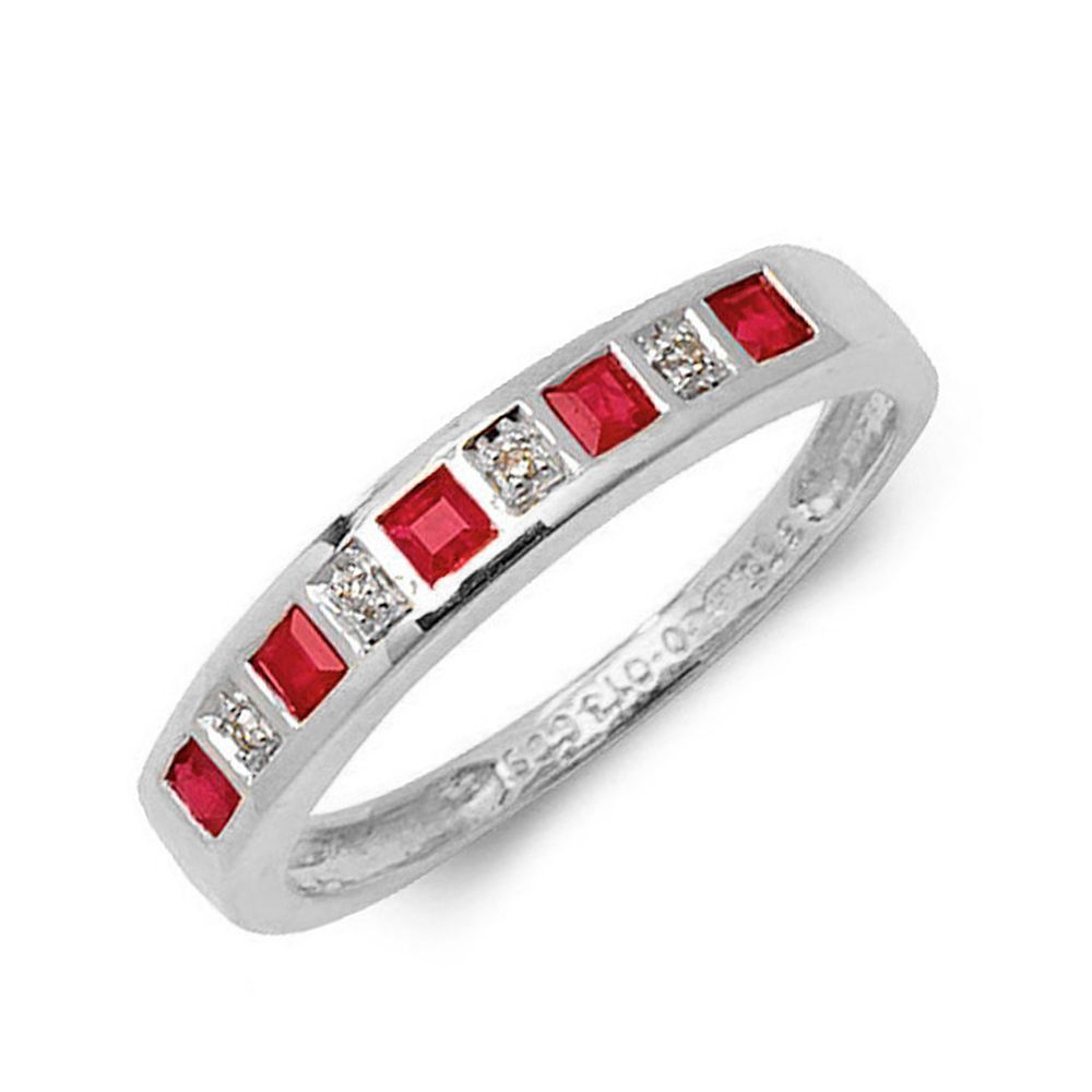 Shop Half Eternity Diamond And Ruby Gemstone Ring | Abelini.Com