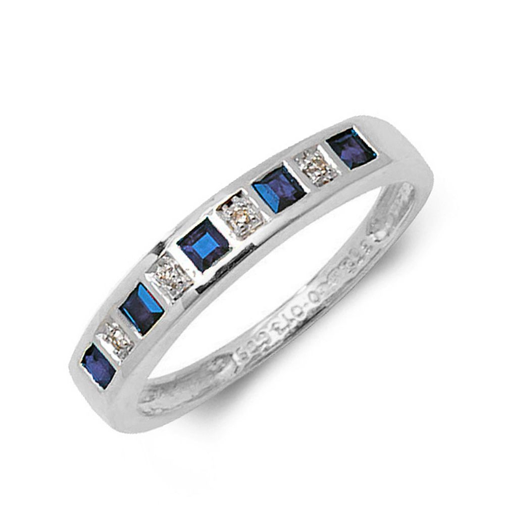 Half Eternity Lab Grown Diamond and blue sapphire ring