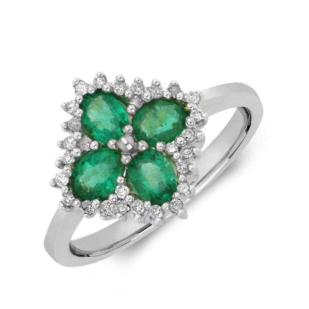Gemstone Ring With 0.75ct Oval Shape Emerald and Diamonds