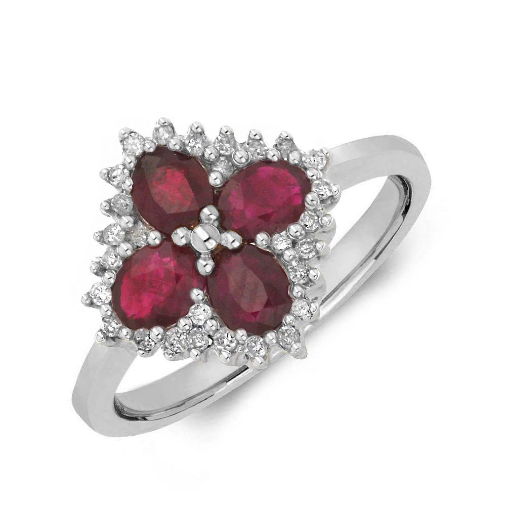 Gemstone Ring With 0.75ct Oval Shape Ruby and Diamonds