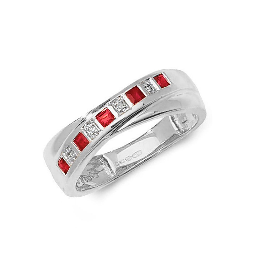 Purchase Cross Over Diamond And Ruby Gemstone Ring - Abelini