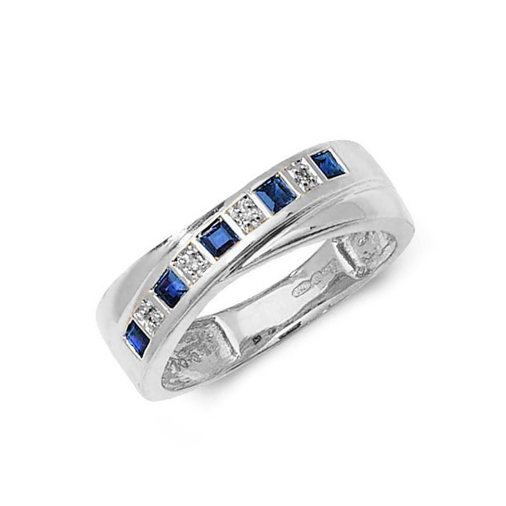 Purchase Cross Over Diamond And Sapphire Rings - Abelini