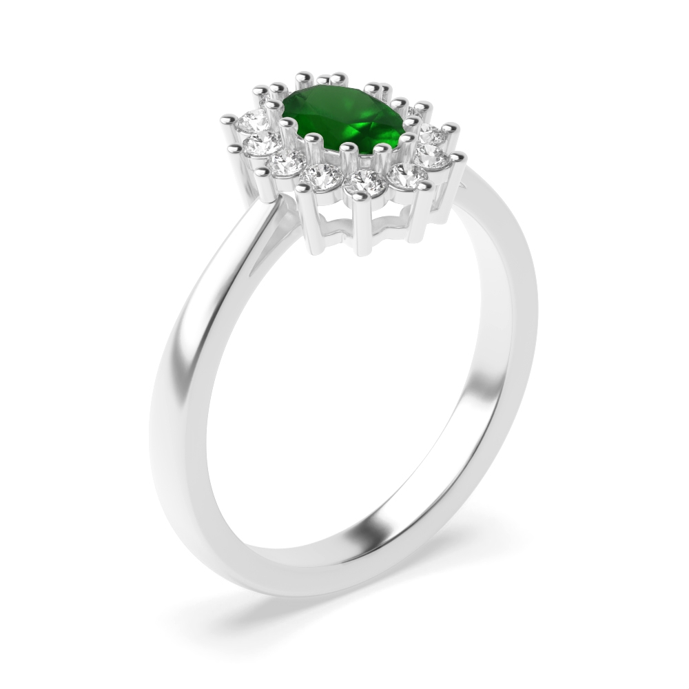 Gemstone Ring With 0.50ct Oval Shape Emerald and Diamonds