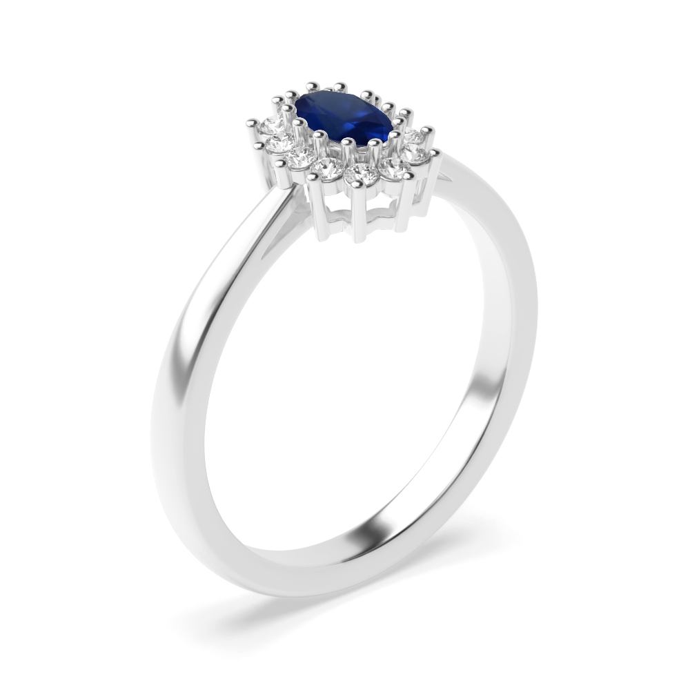 Gemstone Ring With 0.25ct Oval Shape Blue Sapphire and Diamonds