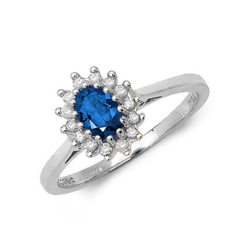 Gemstone Ring With 0.25ct Oval Shape Blue Sapphire and Diamonds