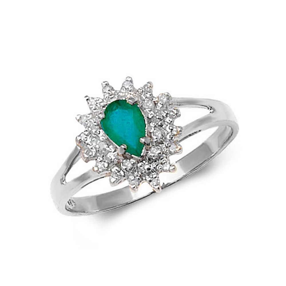 Gemstone Ring With 0.25ct Pear Shape Emerald and Diamonds