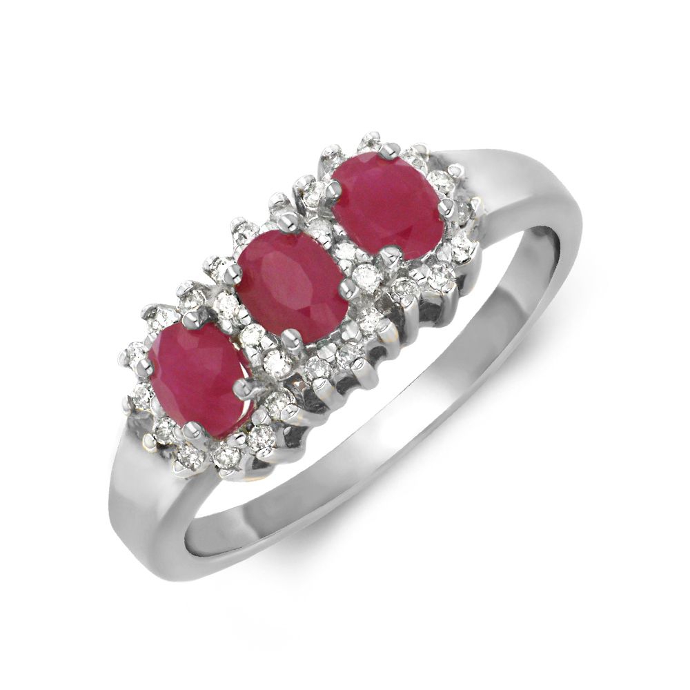 Halo Trilogy Lab Grown Diamond and ruby Gemstone Ring