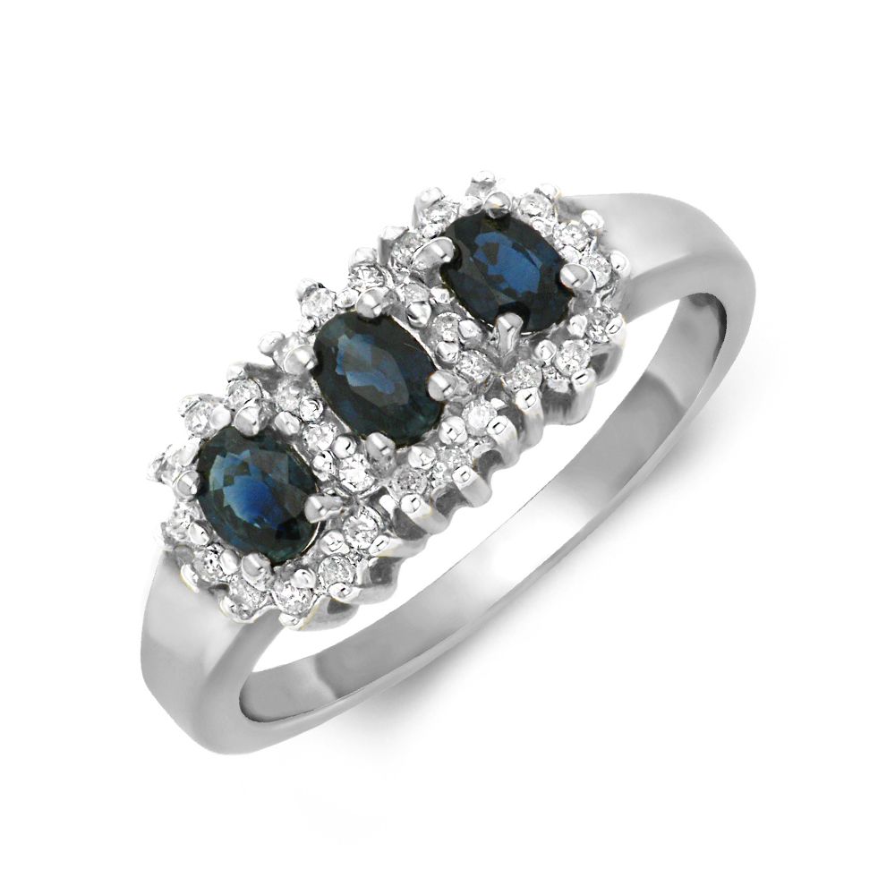 Purchase Halo Trilogy Diamond And Sapphire Rings - Abelini