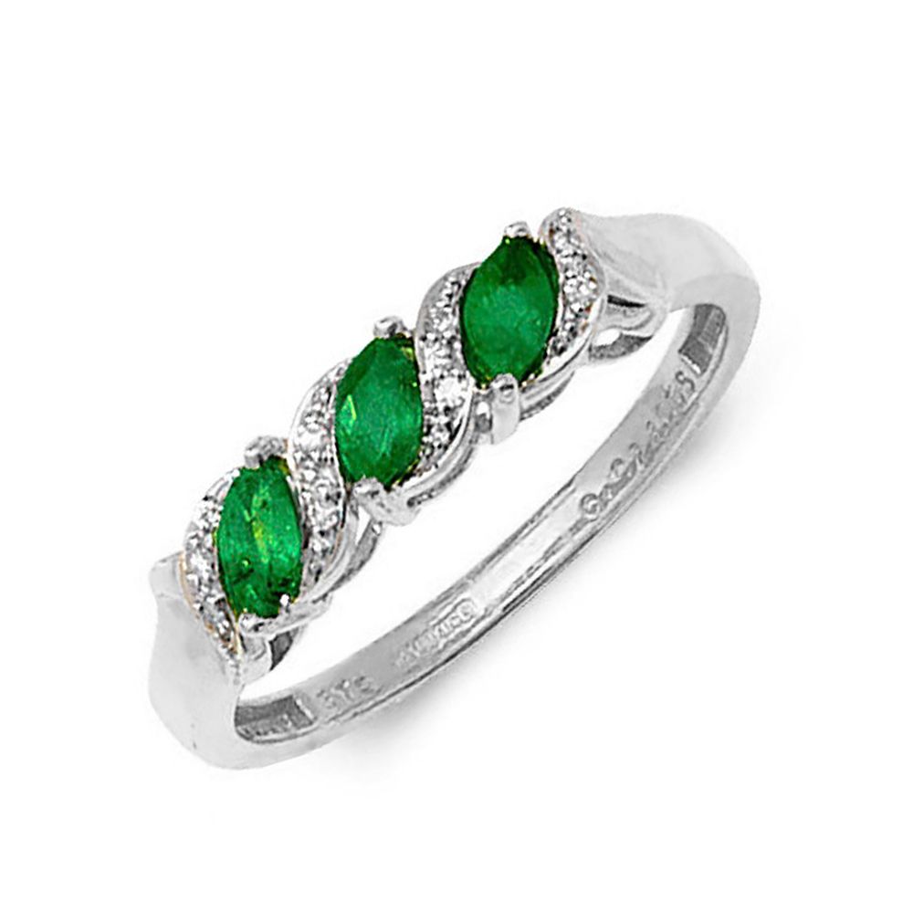 S-Link Trilogy Diamond and emerald ring
