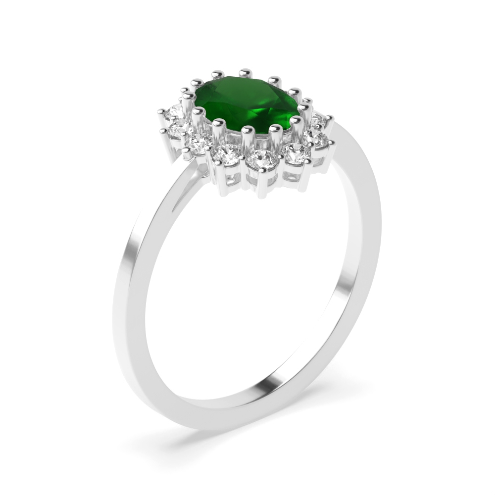 Gemstone Ring With 1.00ct Oval Shape Emerald and Diamonds