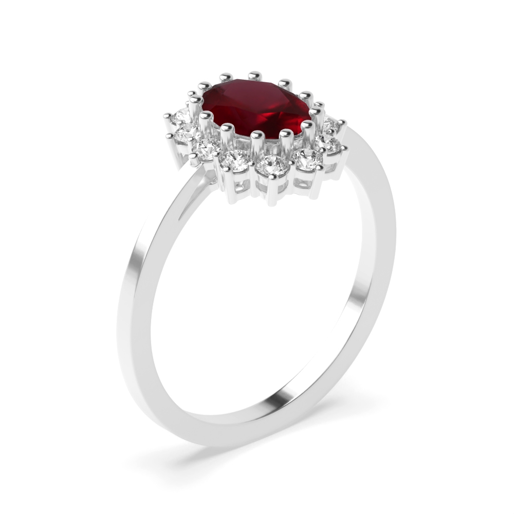 Gemstone Ring With 1.25ct Oval Shape Ruby and Diamonds