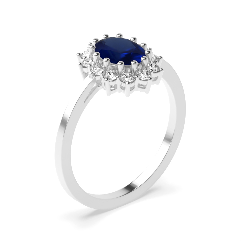 Gemstone Ring With 1.00ct Oval Shape Blue Sapphire and Diamonds