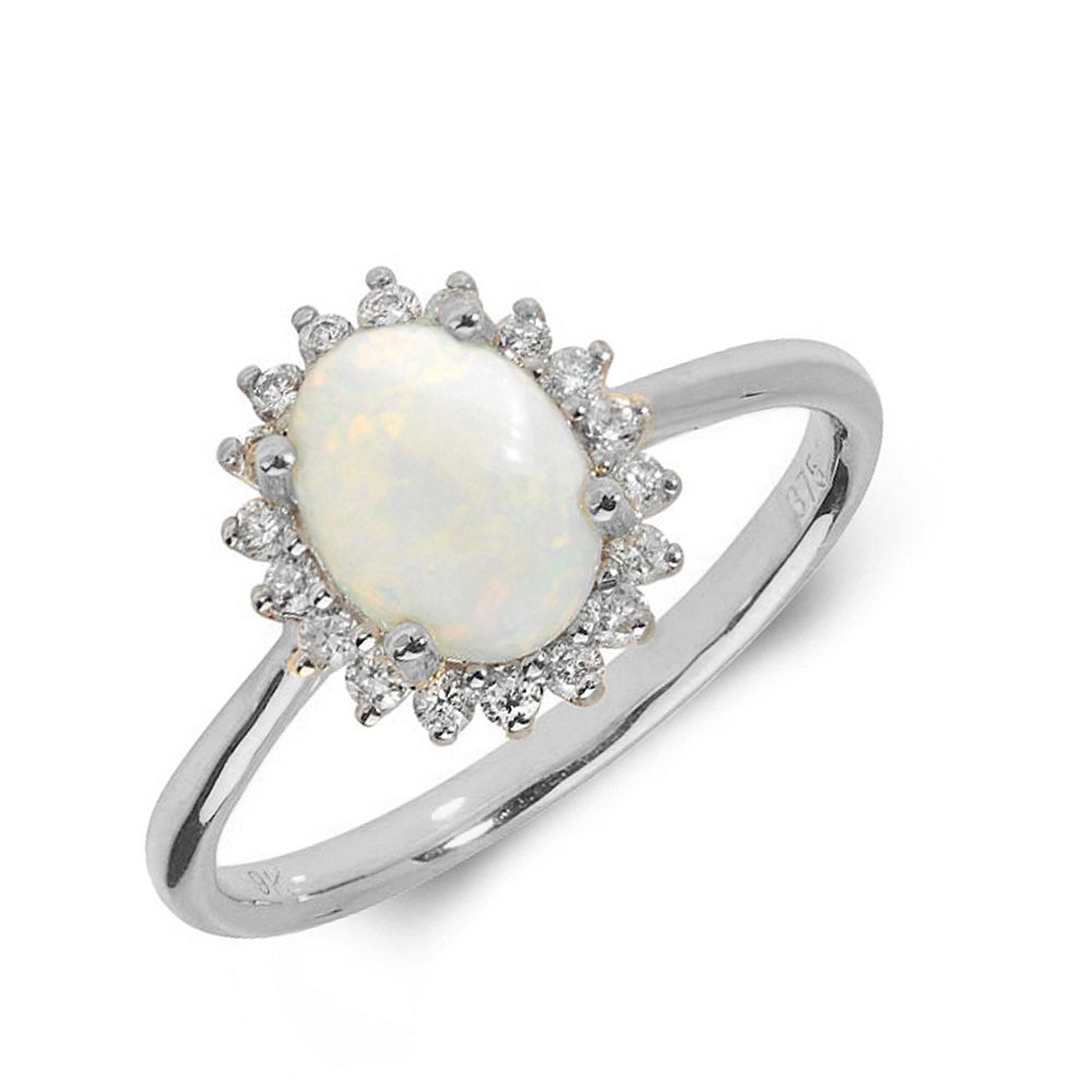 Gemstone Ring With 0.75ct Oval Shape Opal and Diamonds