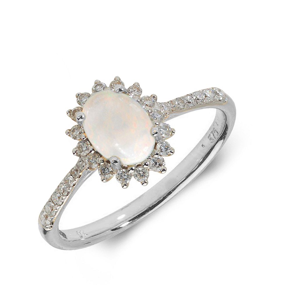 Gemstone Ring With 0.5Ct Oval Shape Opal And Diamonds | Abelini