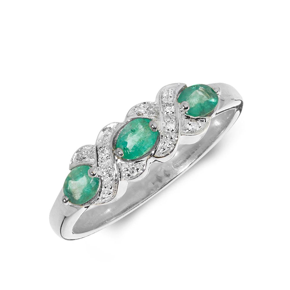 Purchase Kissing Diamond And Emerald Ring - Abelini