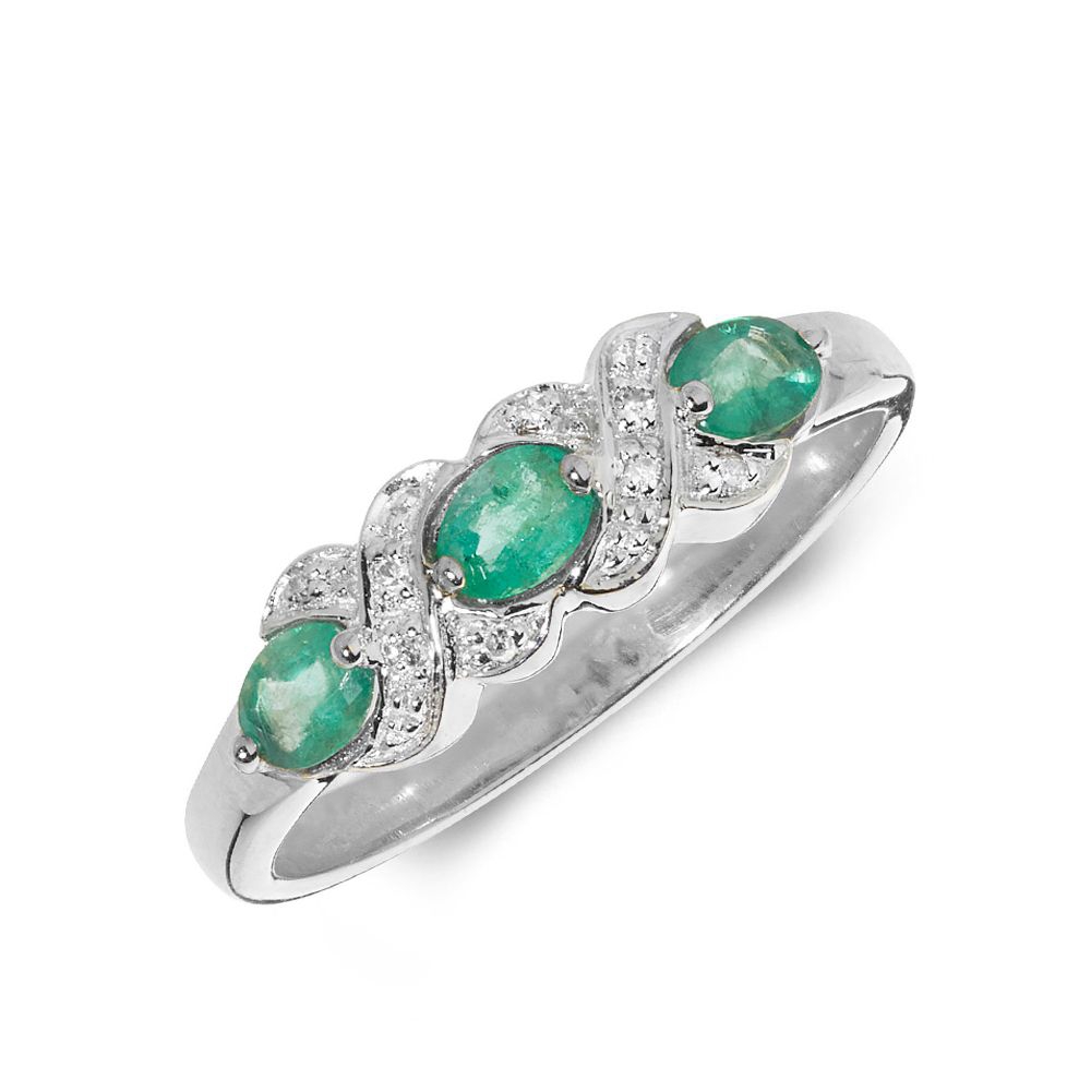Kissing Lab Grown Diamond and emerald ring