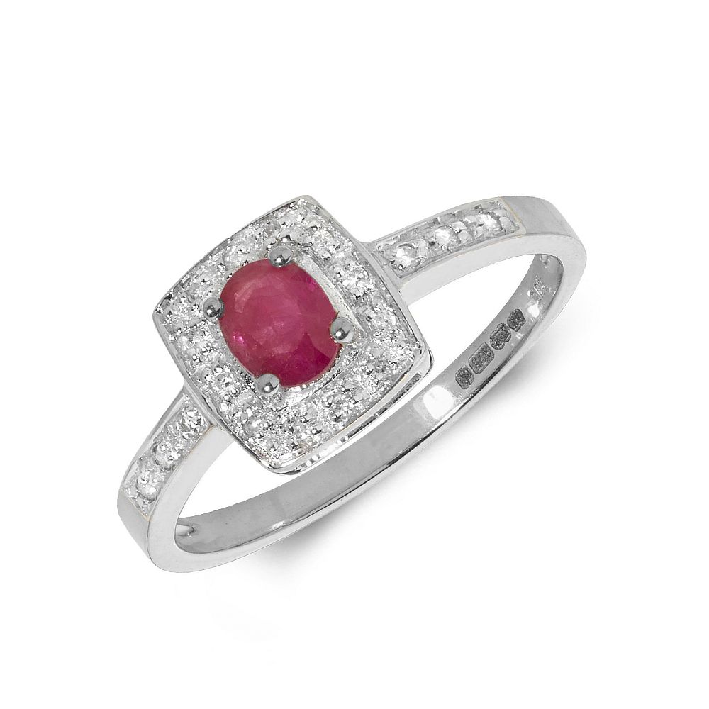 Gemstone Ring With 0.25ct Oval Shape Ruby and Diamonds