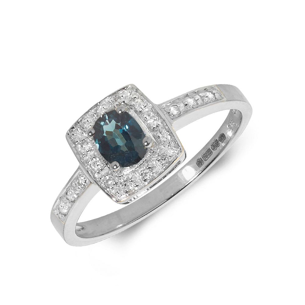 Gemstone Ring With 0.25ct Oval Shape Blue Sapphire and Diamonds