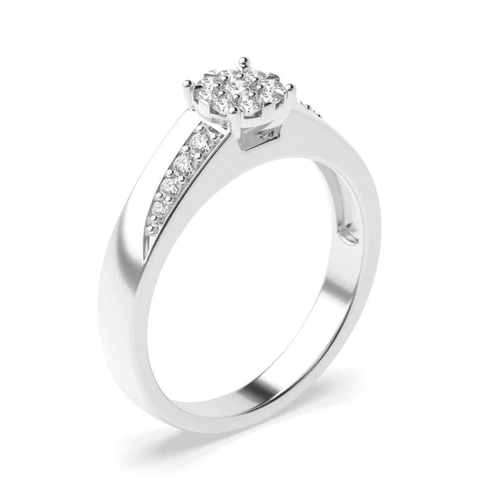 4 Prong Designer Style Diamond Cluster Diamond Ring (5.0Mm)