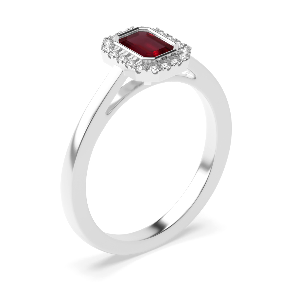 Gemstone Ring With 0.5ct Emerald Shape Ruby and Lab Grown Diamonds