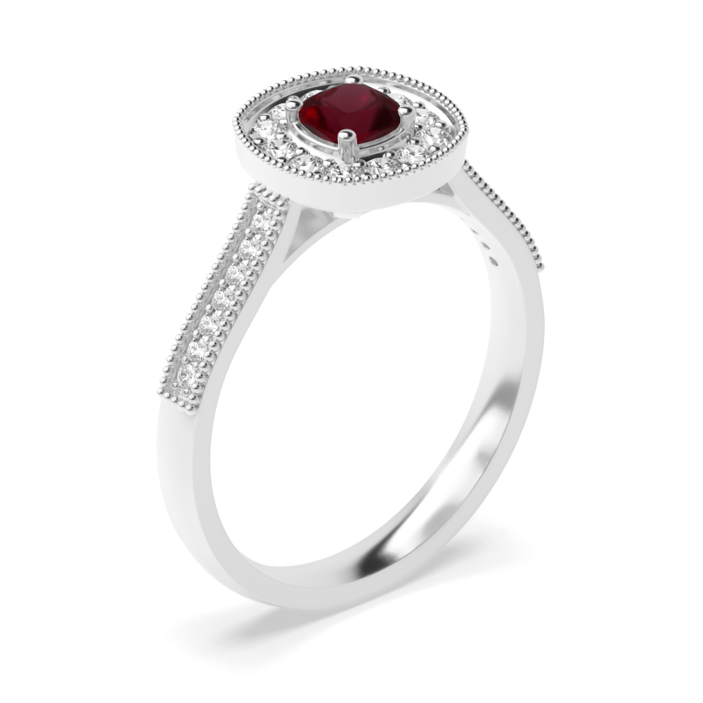 Gemstone Ring With 0.3ct Cushion Shape Ruby and Lab Grown Diamonds
