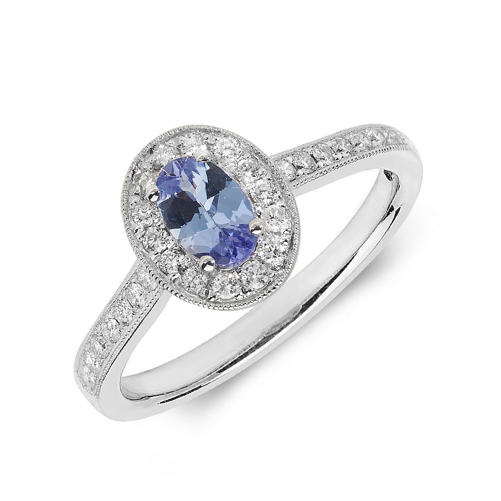 Gemstone Ring With 0.45ct Oval Shape Tanzanite and Diamonds
