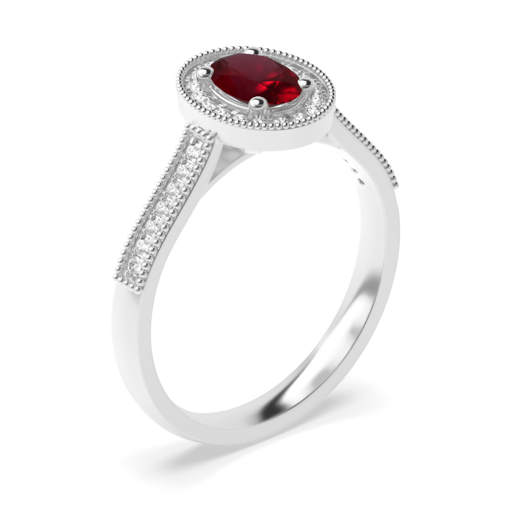 Gemstone Ring With 0.75ct Oval Shape Ruby and Diamonds